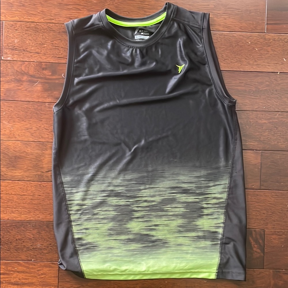 Black and Green Sleeveless Athletic Shirt